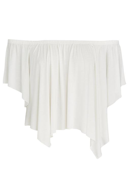 BoohooDNU - Bardot Hanky Hem Top Cream