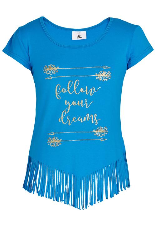 Rebel Republic - Glitter Print Fringe Tee Blue