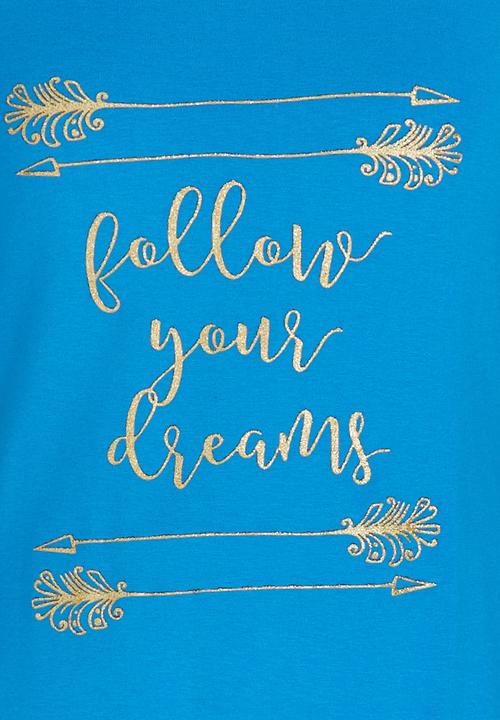 Rebel Republic - Glitter Print Fringe Tee Blue