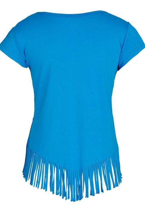 Rebel Republic - Glitter Print Fringe Tee Blue