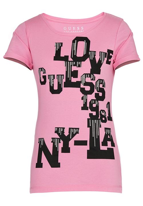 GUESS - Rolled Sleeve Logo Tee Pale Pink