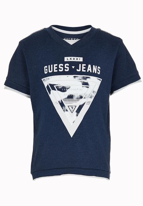 GUESS - Elongated Crew Extentions  Tee Navy