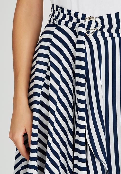 STYLE REPUBLIC - Hanky Hem Midi Skirt Blue and White