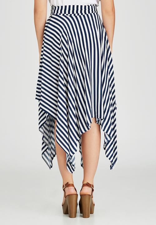 STYLE REPUBLIC - Hanky Hem Midi Skirt Blue and White