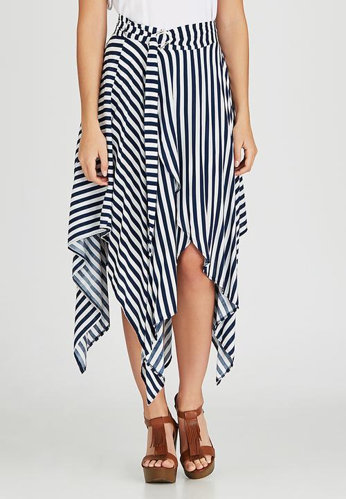 STYLE REPUBLIC - Hanky Hem Midi Skirt Blue and White