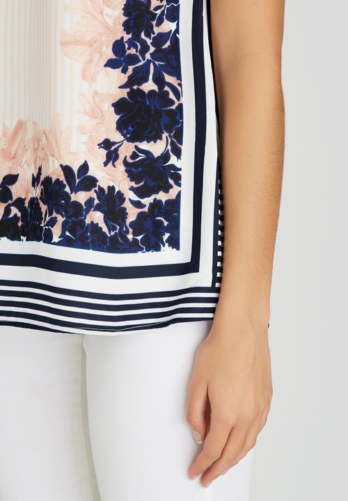 Revenge - Border Print Sleeveless Tunic Top Pale Pink