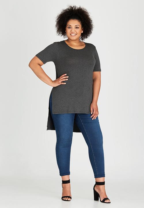 edit Plus - Hi Lo Hem T-Shirt Grey