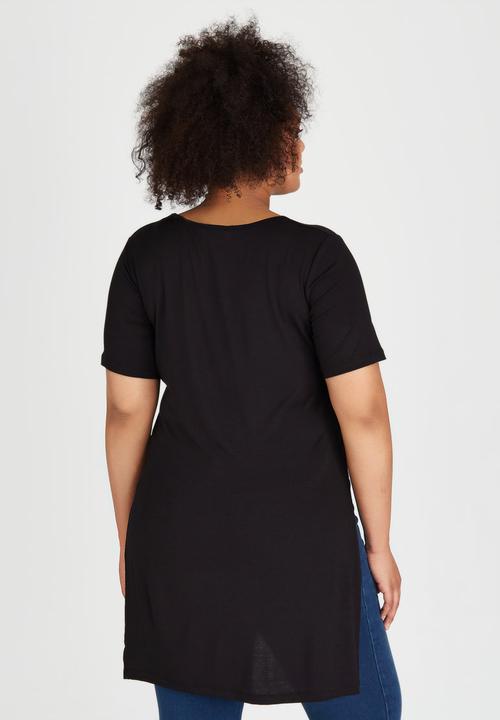 edit Plus - Hi Lo Hem T-Shirt Black