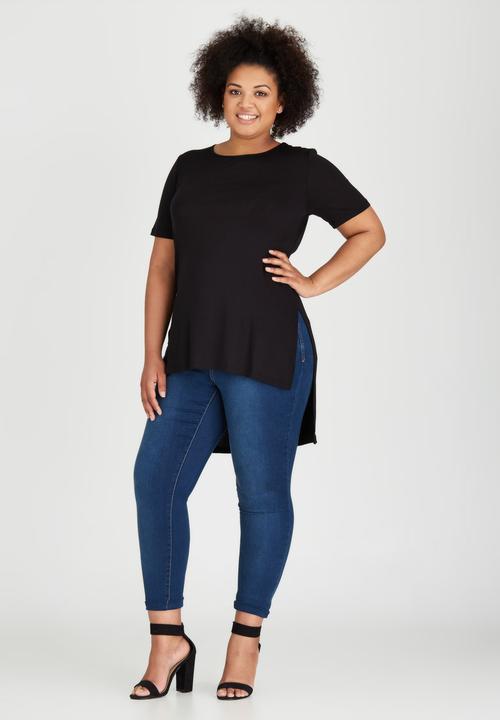 edit Plus - Hi Lo Hem T-Shirt Black