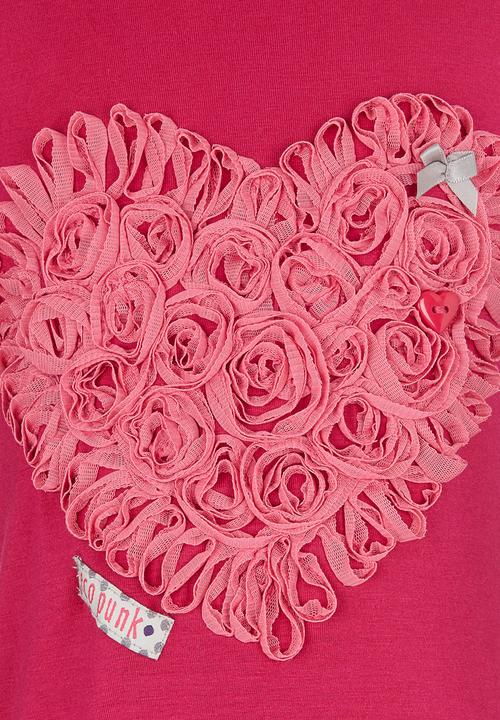 Eco Punk - Tee With Heart Print Dark Pink