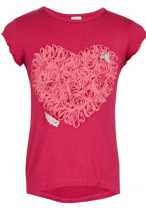 Eco Punk - Tee With Heart Print Dark Pink