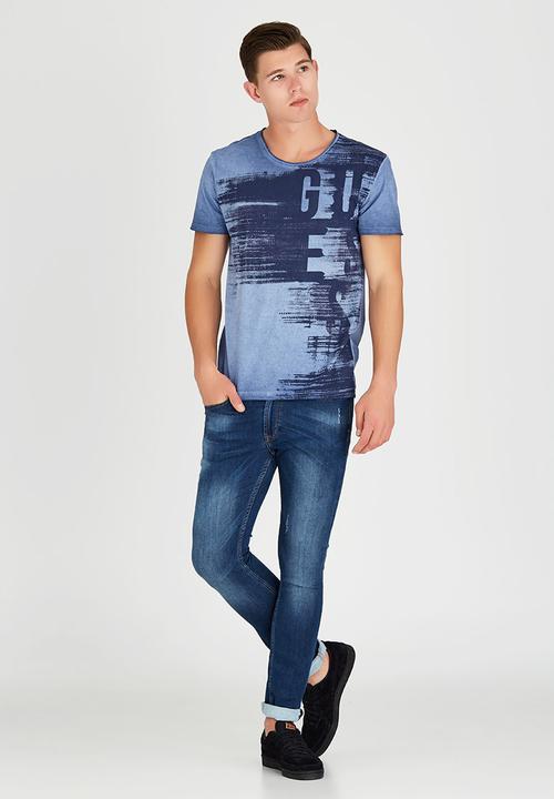 GUESS - Short Sleeve Basic Crew T-Shirt Blue