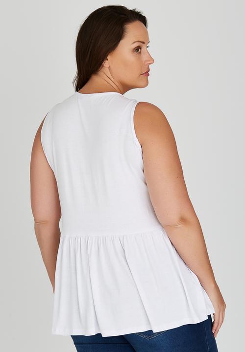 edit Plus - Lace Inset Tank White