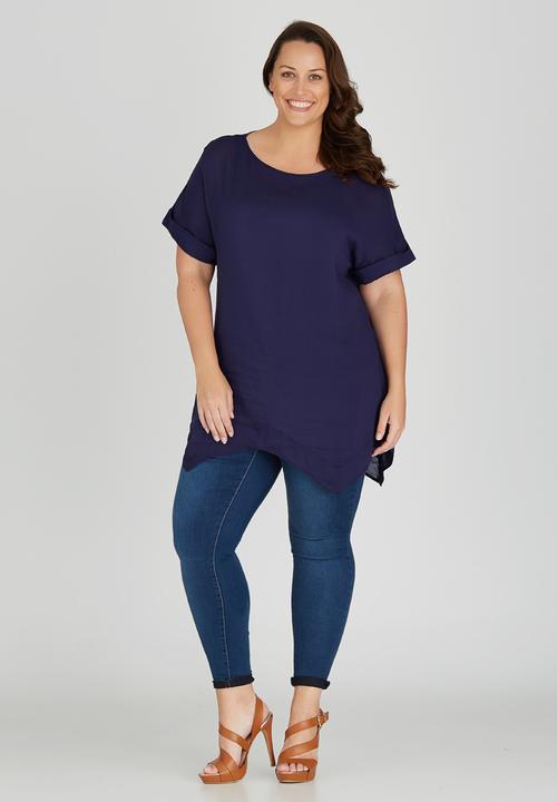 edit Plus - Wide Hem T shirt Navy