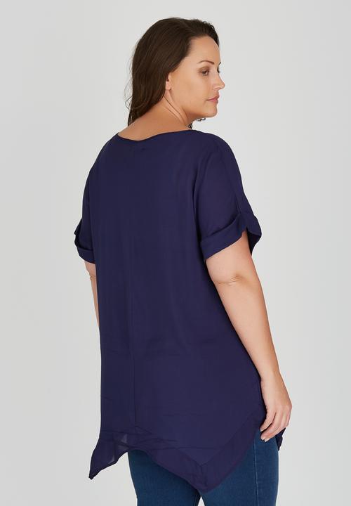 edit Plus - Wide Hem T shirt Navy
