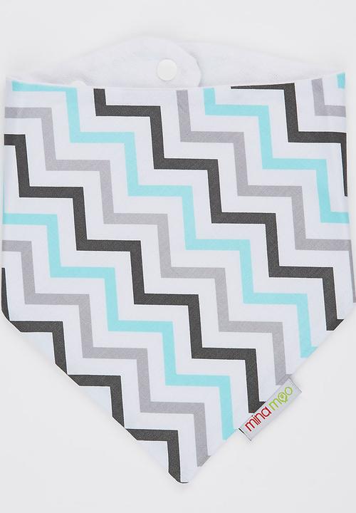 Mina Moo - Aqua & Grey Mini Chevron Bib Multi-colour