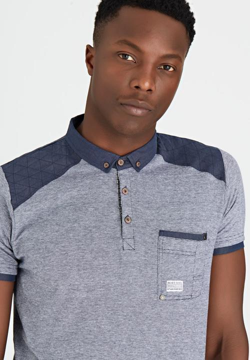 Brave Soul - Polo T-Shirt with Chest Pocket Navy