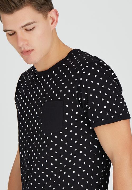 Brave Soul - Crew Neck Spotted T-Shirt Black