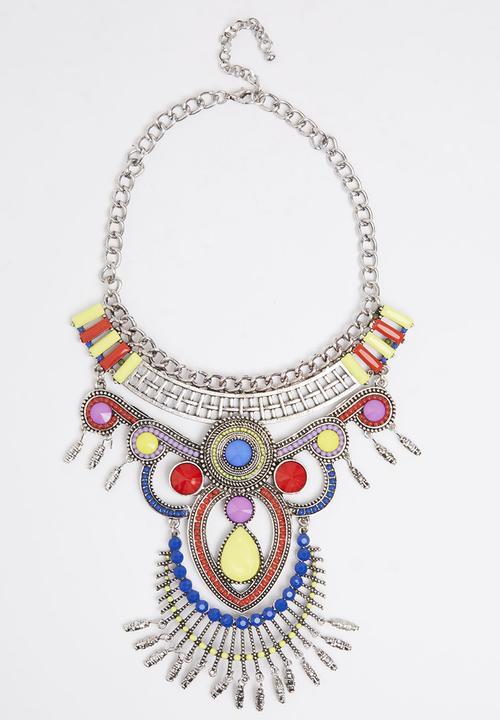 Statement Necklace Tribal Inspired Gem Necklace Pendant Fashion Style Jewelry