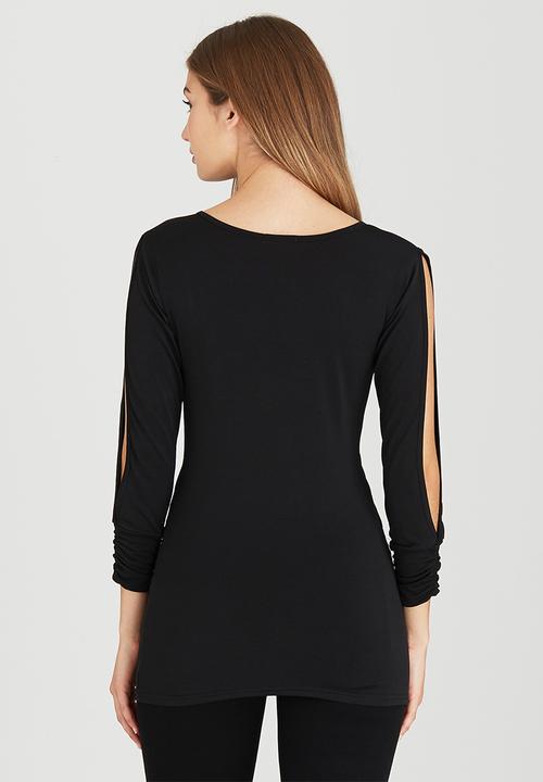 edit - Wrap Over Top with Slit Sleeves Black