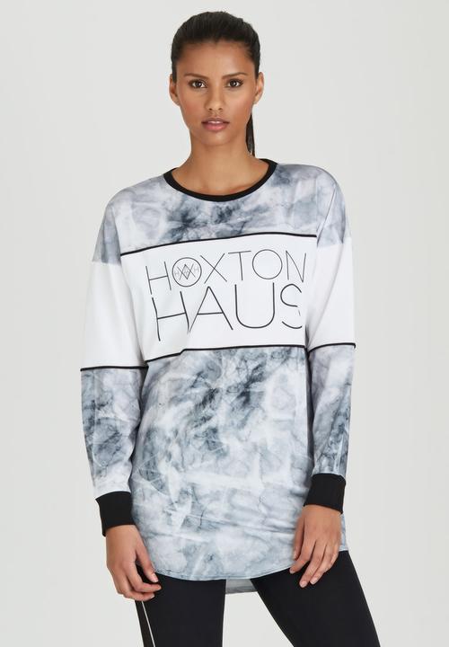 HOXTON HAUS - Portia Marble Print Sweater Black and White