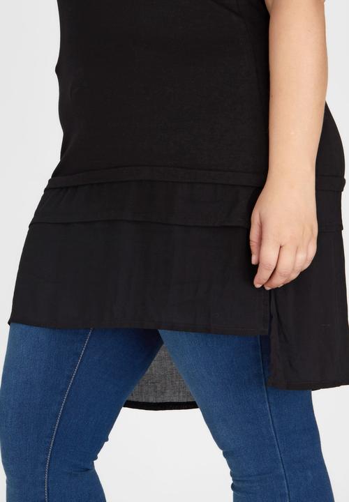 edit Plus - Longer Length Tank With Peep Hem Black