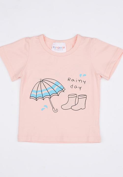 Pop Candy - Rainy Day Printed Tee Mid Pink