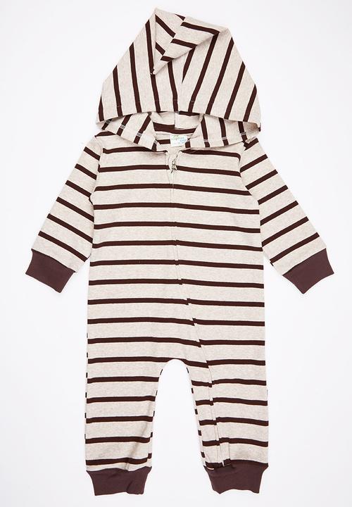 Peninsula Baby - Printed Romper With Hoody Mid Brown