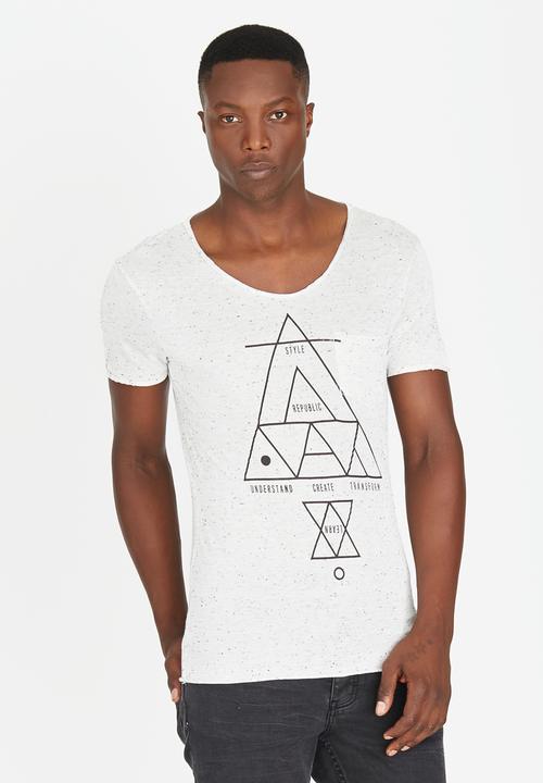 STYLE REPUBLIC - Short Sleeve V-Neck T-Shirt White