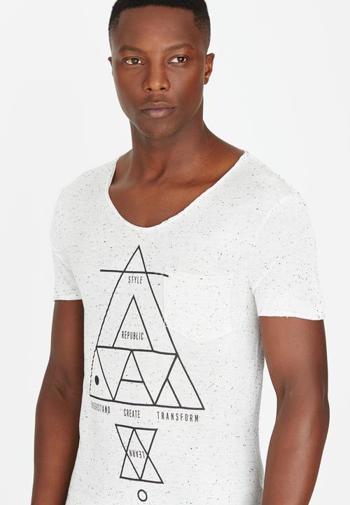 STYLE REPUBLIC - Short Sleeve V-Neck T-Shirt White