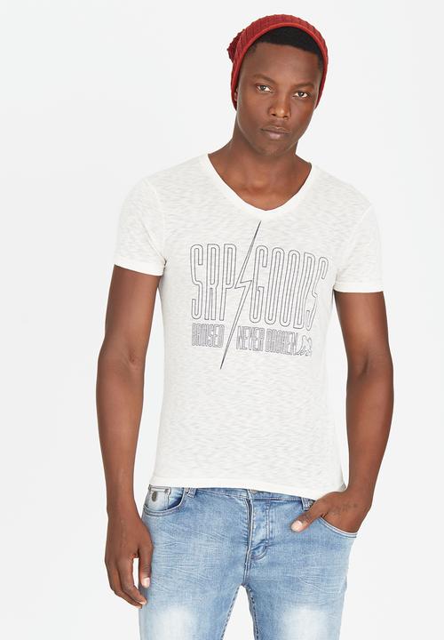 STYLE REPUBLIC - Short Sleeve V-Neck T-Shirt Beige