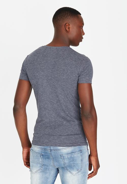 STYLE REPUBLIC - Short Sleeve V-Neck T-Shirt Dark Grey