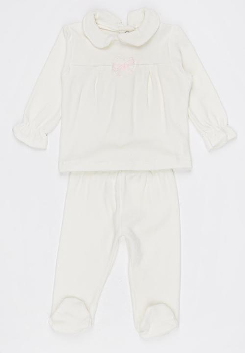 Baby Corner - Velvet 2 piece Set  White