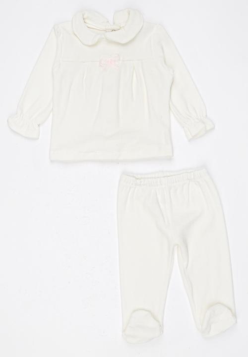 Baby Corner - Velvet 2 piece Set  White