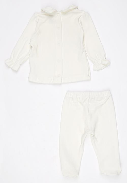 Baby Corner - Velvet 2 piece Set  White