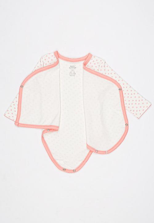 Baby Corner - Love 2 piece Side Snap Bodysuit Footed Pants Set - White