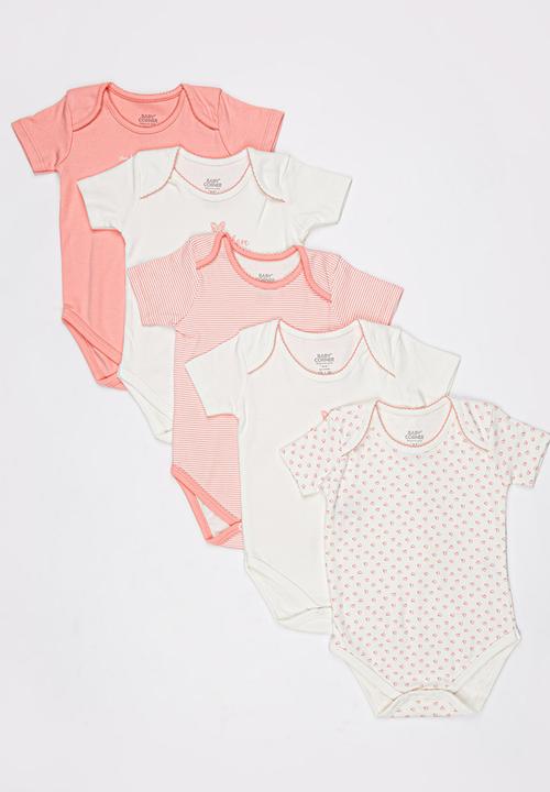 Baby Corner - Love 5 Pack Short Sleeve Bodysuit   Mid Pink
