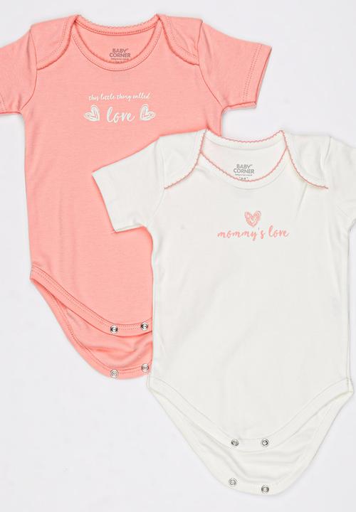 Baby Corner - Love 5 Pack Short Sleeve Bodysuit   Mid Pink