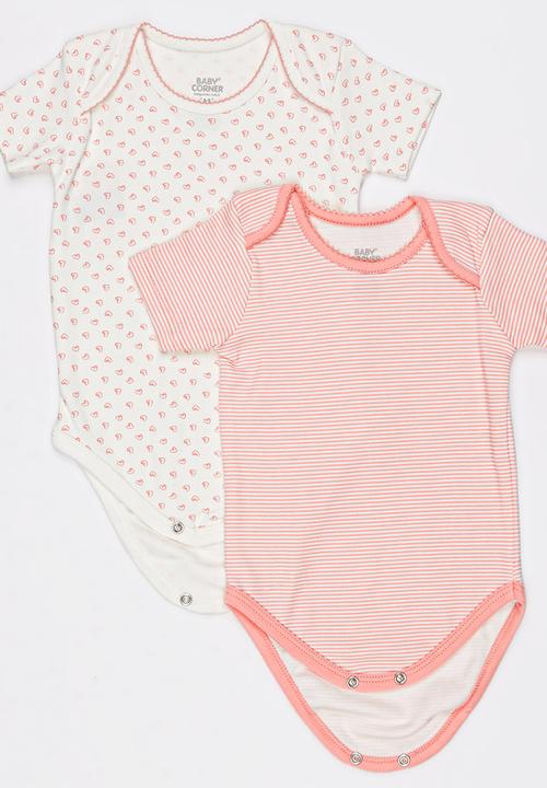 Baby Corner - Love 5 Pack Short Sleeve Bodysuit   Mid Pink