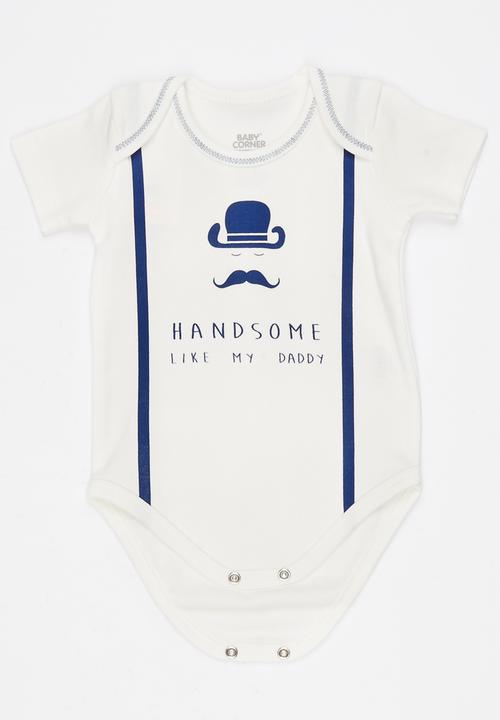 Baby Corner - Little Man 5 pack Short Sleeve Bodysuit   Navy