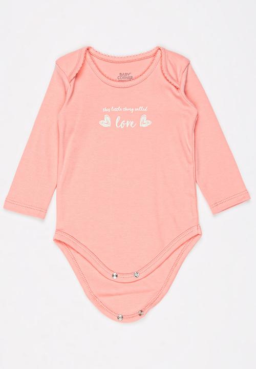 Baby Corner - 5 pack Long Sleeve Bodysuit   Mid Pink