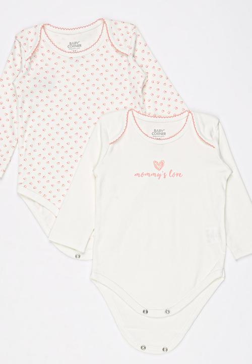 Baby Corner - 5 pack Long Sleeve Bodysuit   Mid Pink