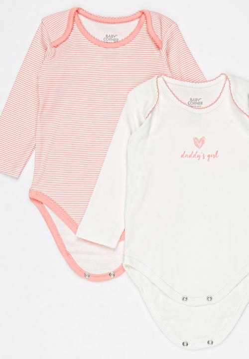Baby Corner - 5 pack Long Sleeve Bodysuit   Mid Pink