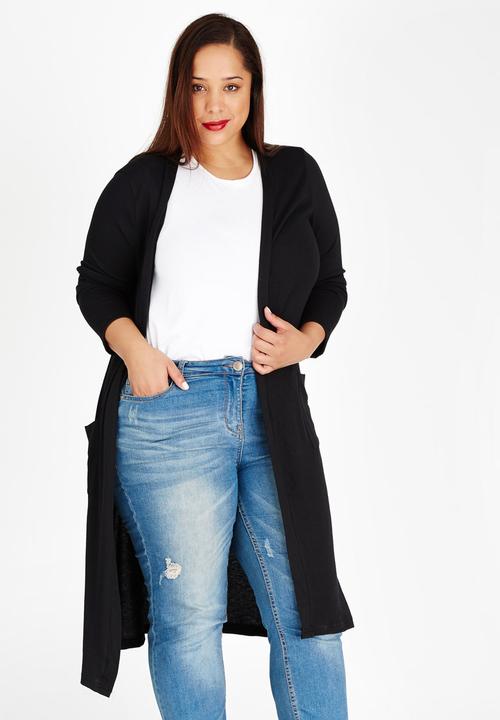 edit Plus - Longer Length Knit Cardigan Black