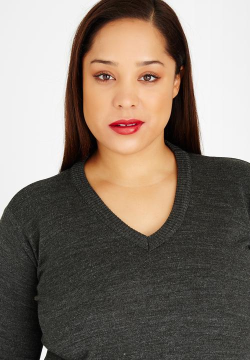 edit Plus - V-neck Jersey Grey Melange