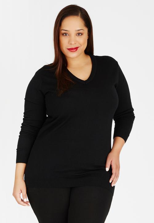 edit Plus - V-neck Jersey Black