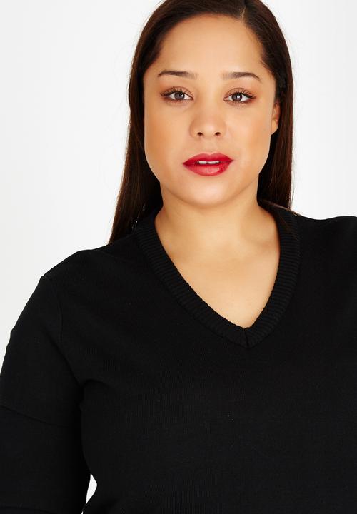 edit Plus - V-neck Jersey Black