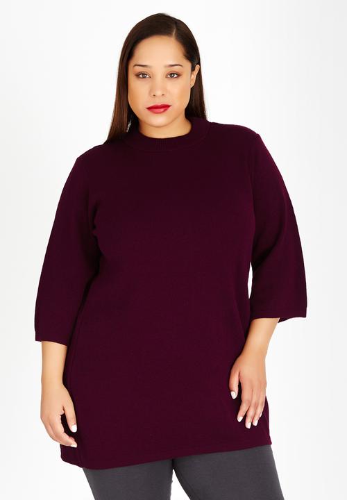 STYLE REPUBLIC PLUS - Jersey Tunic Dark Red