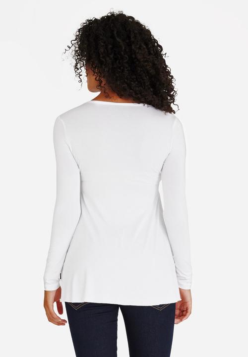 Cherry Melon - Smock Detail Long Sleeve Top White