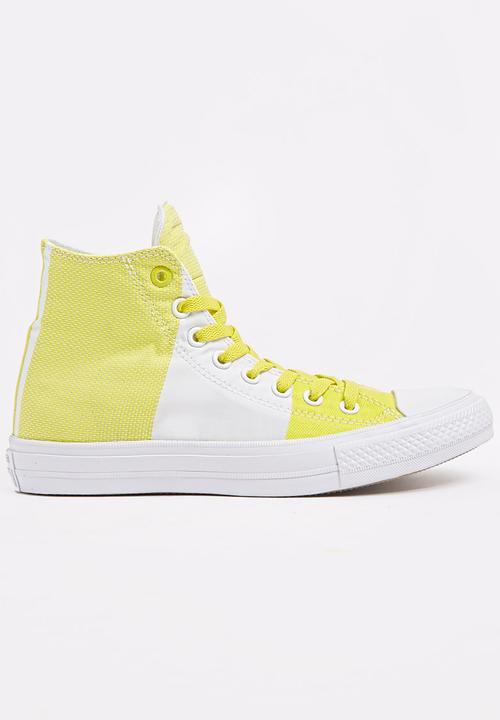 yellow and white converse